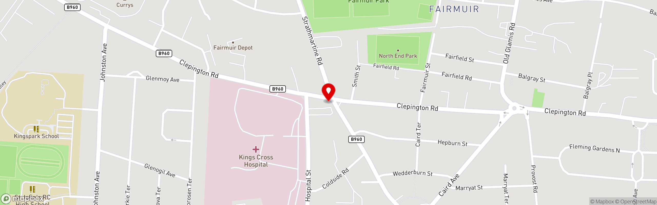 Street map showing the location of Cous Cous Cuisine in Dundee