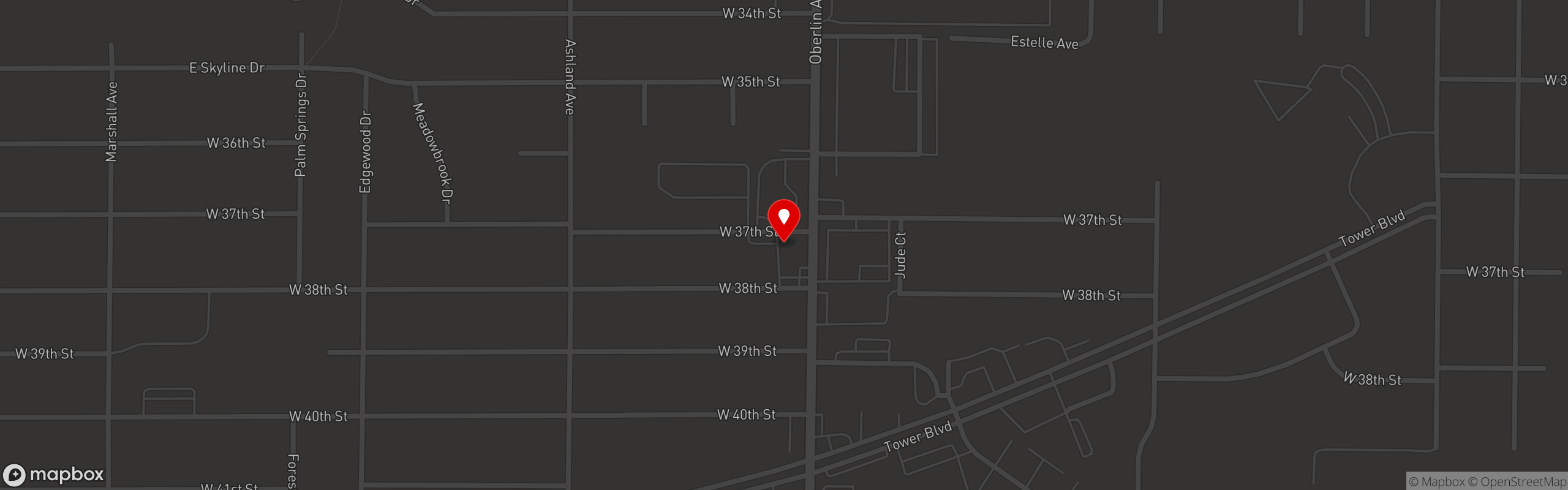 Street map pinning Mutt & Jeff's Restaurant and Bar in Lorain, OH