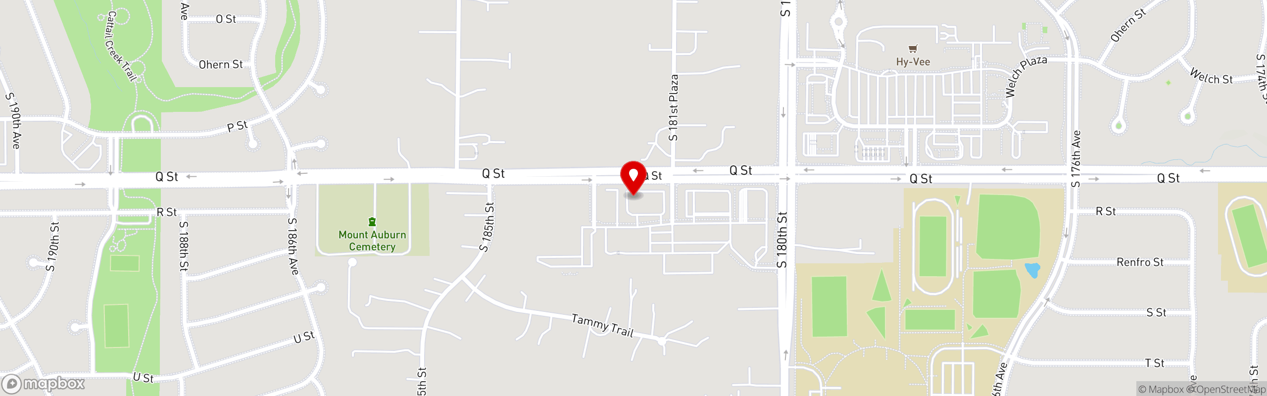 Street map pinning Tracks Lounge in West Omaha