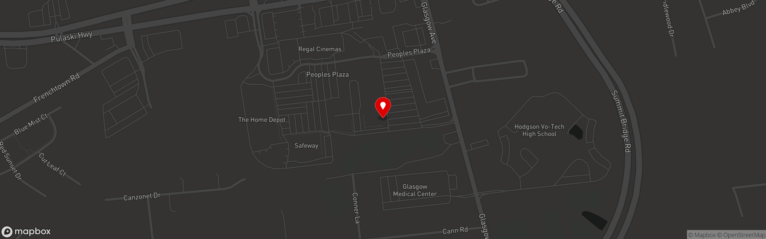 Street map pinning McGlynns Pub in Glasgow - Peoples Plaza