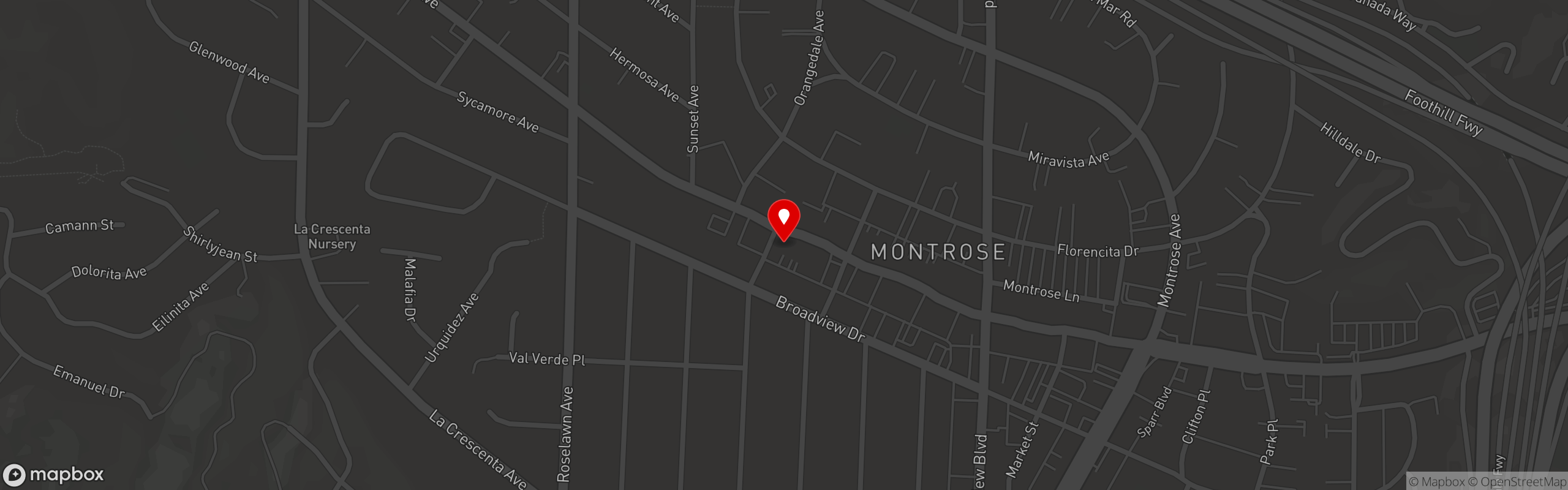 Street map pinning Giuseppe's Pizzeria in Montrose