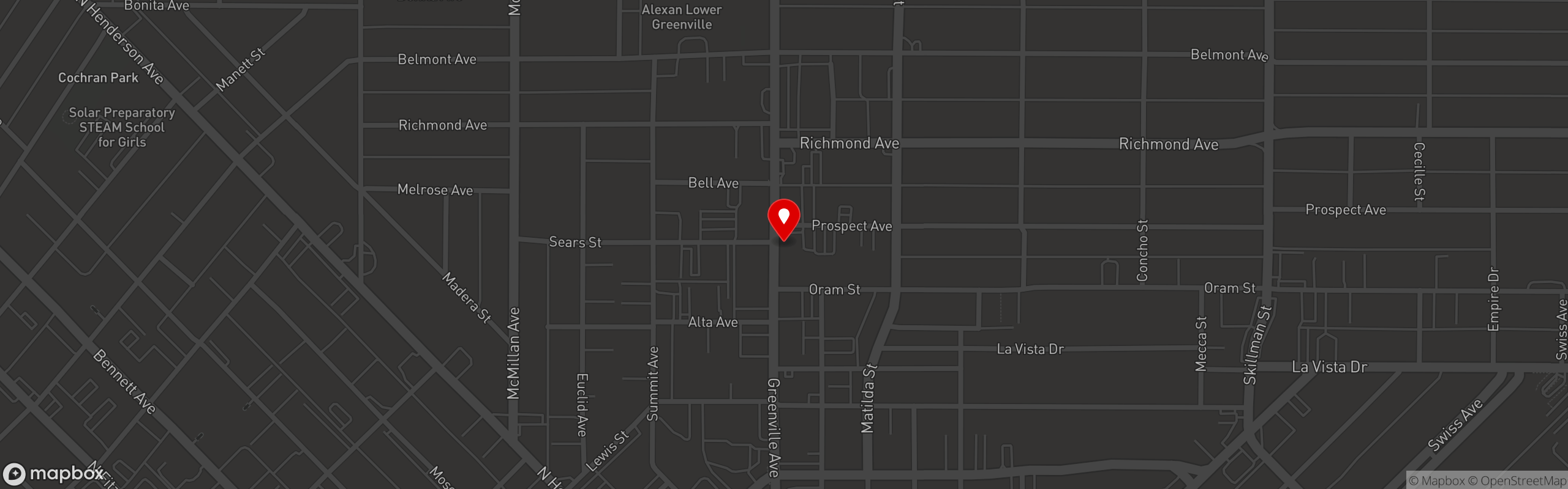 Street map pinning Eddie's Tex-Mex Cocina in Dallas, TX