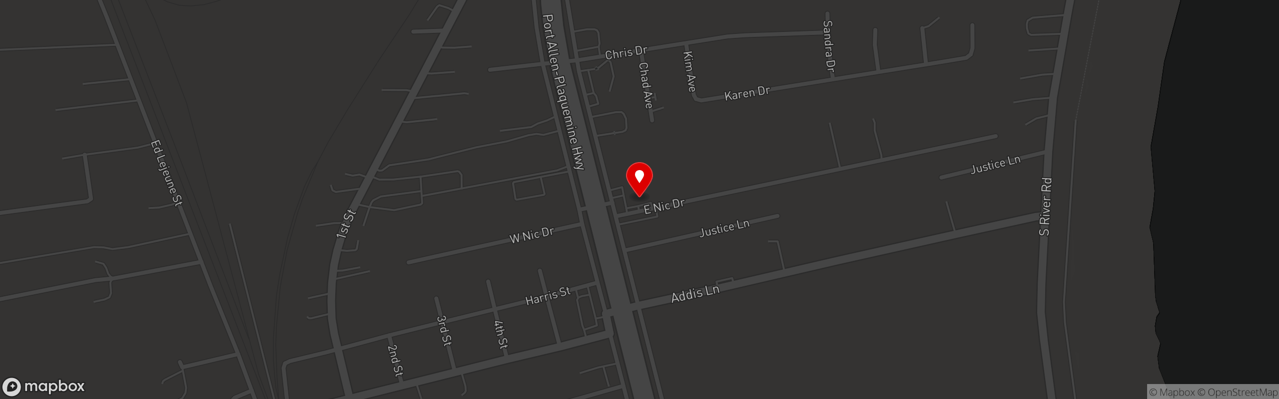 Street map pinning Empire Wingz in West Baton Rouge