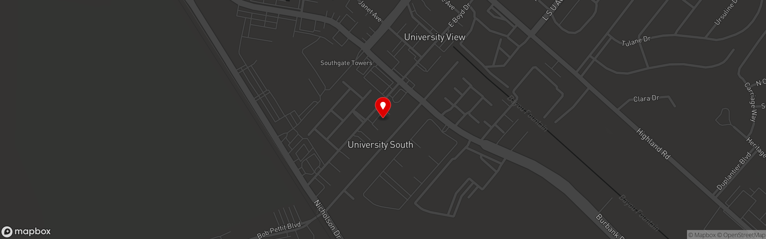 Street map pinning Empire Wingz in LSU