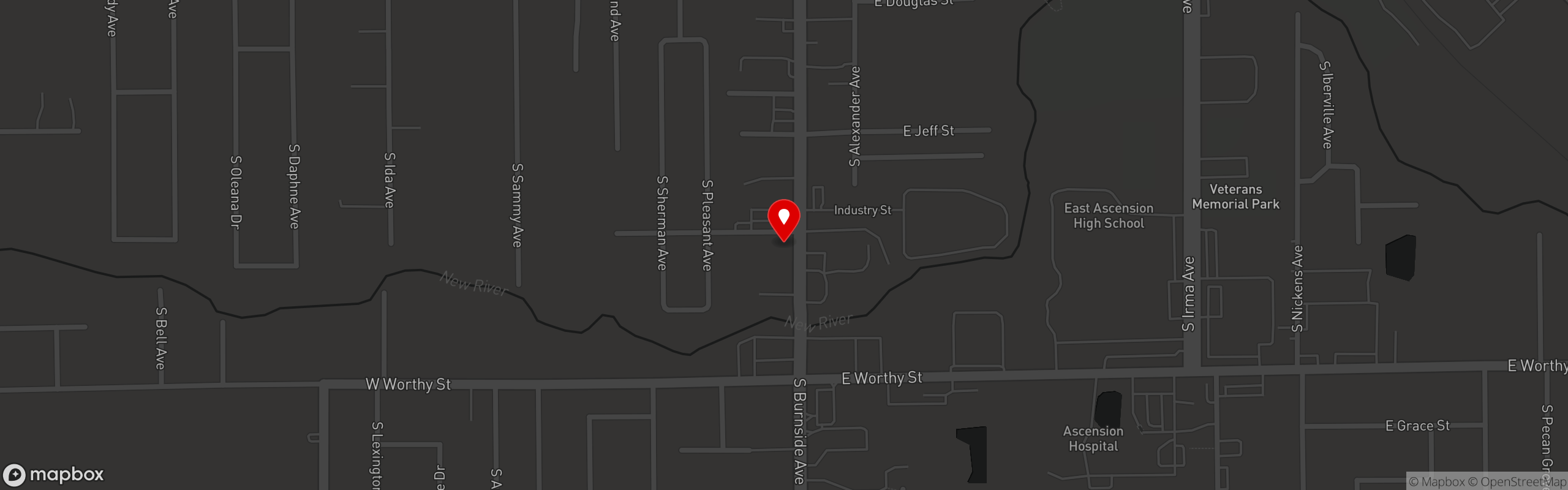 Street map pinning Empire Wingz in Ascension