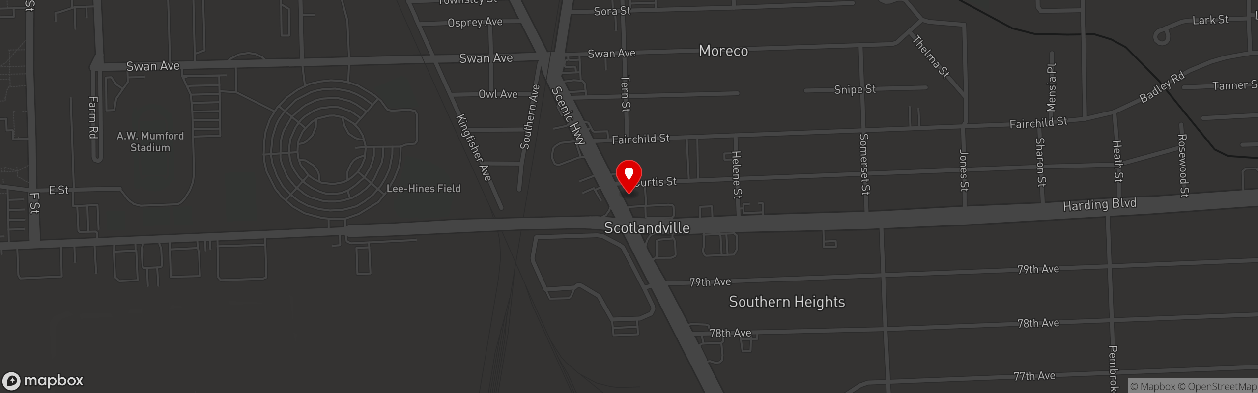 Street map pinning Empire Wingz in Scotlandville