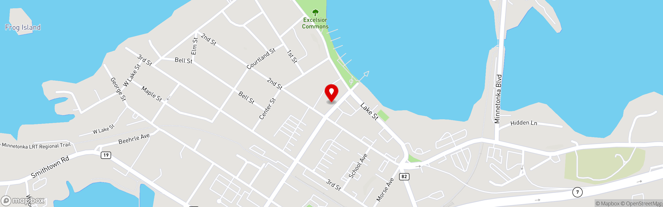 Street map pinning Lago Tacos in Excelsior