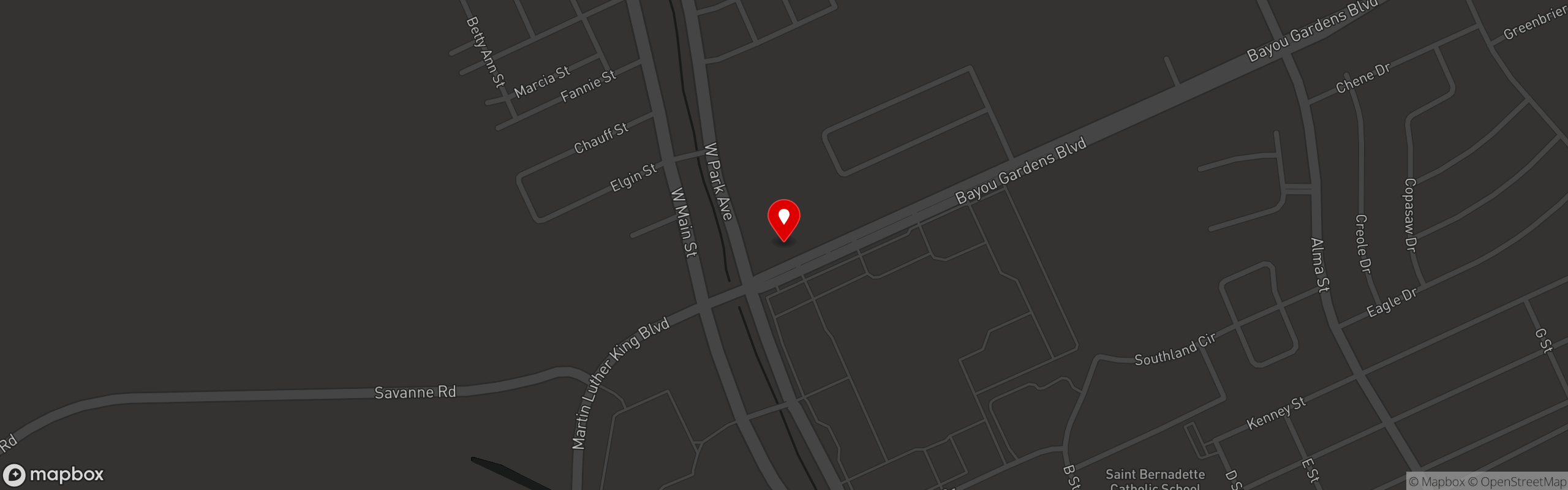 Street map pinning Ground Pat'i in Houma