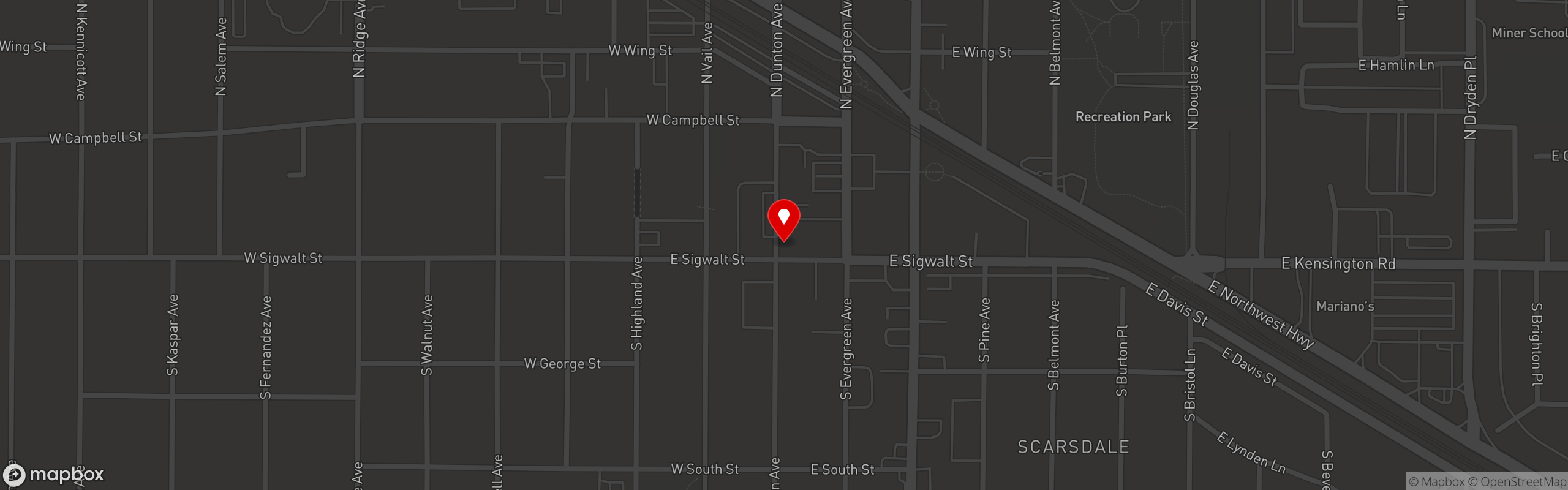 Street map pinning Porky's BBQ Arlington Heights in Porky's BBQ Arlington Heights