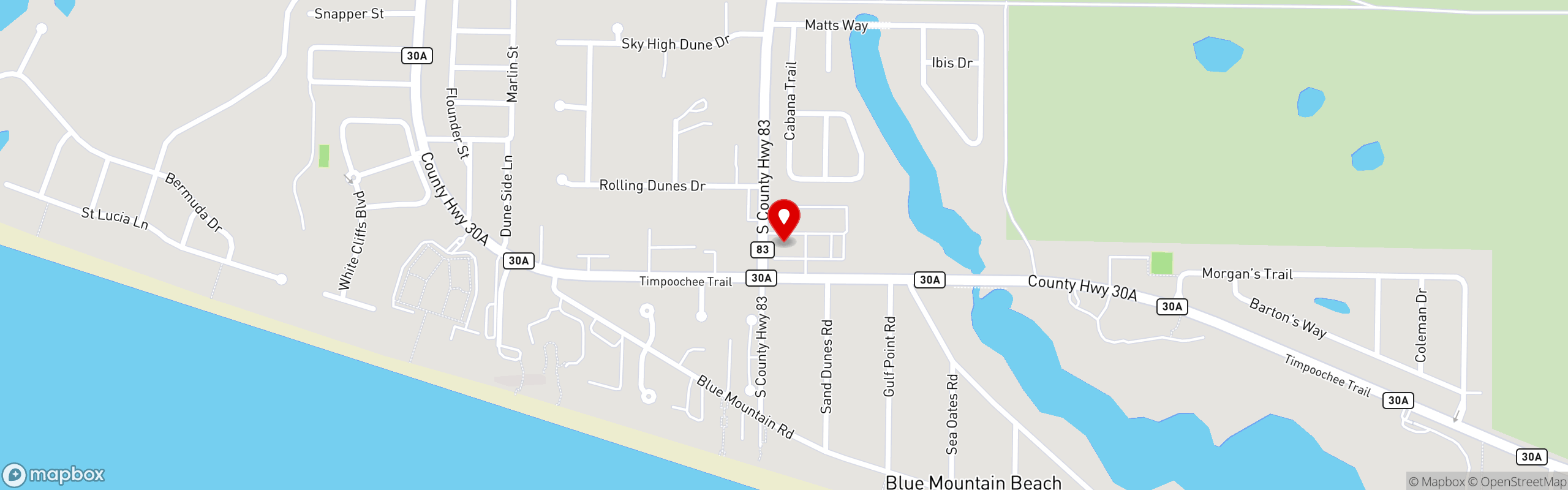 Street map pinning Red Fish Taco in Red Fish Taco