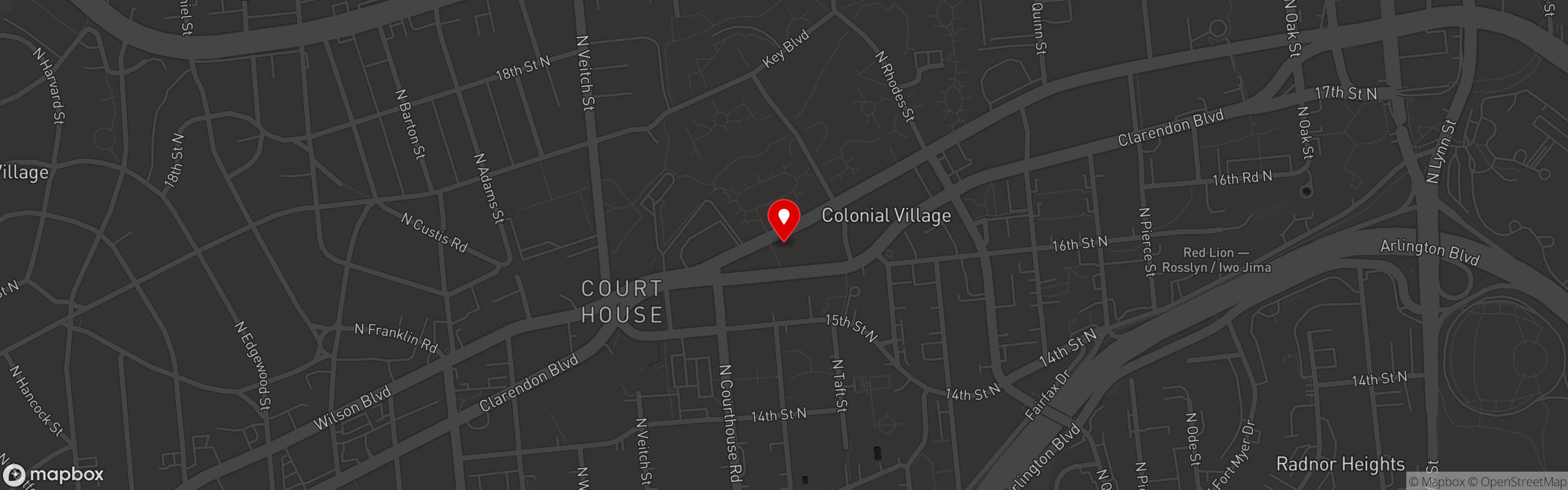 Street map pinning Burger District in Arlington, VA