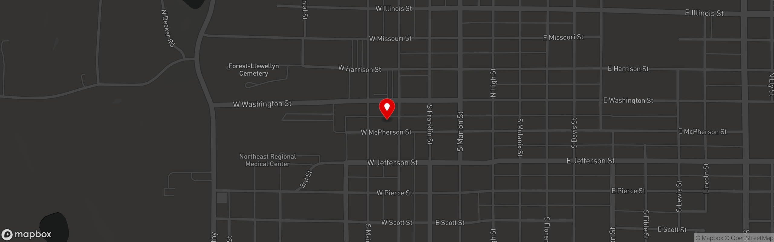 Street map pinning Wooden Nickle Restaurant in Wooden Nickel Restaurant