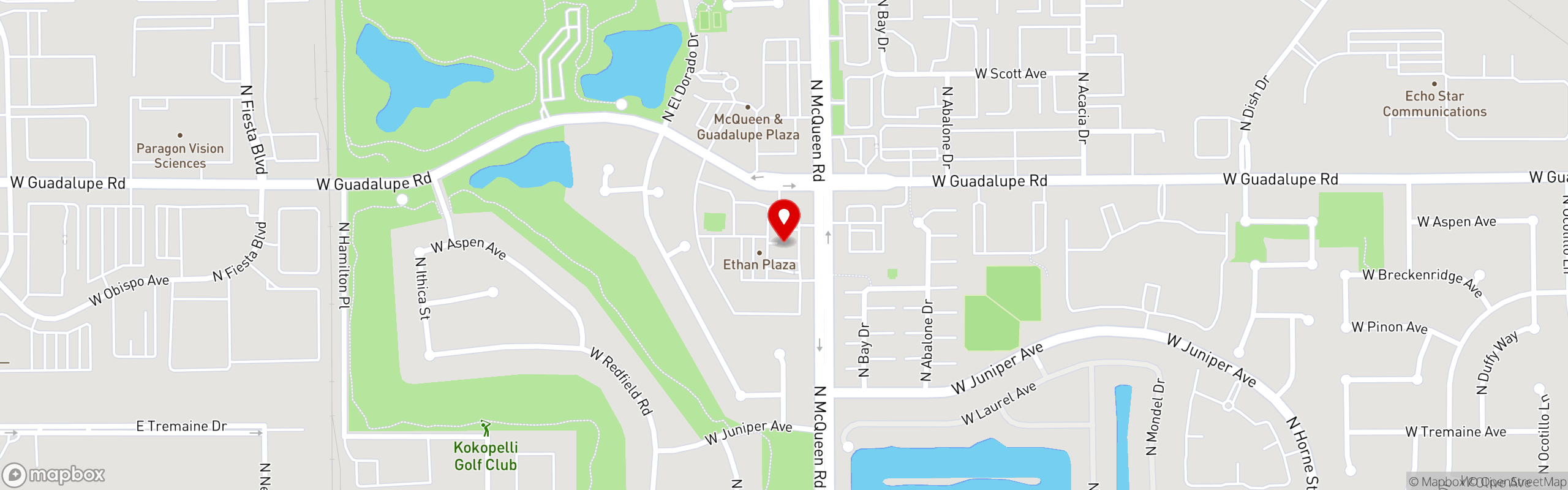Street map pinning ThanksABrunch in Gilbert, AZ
