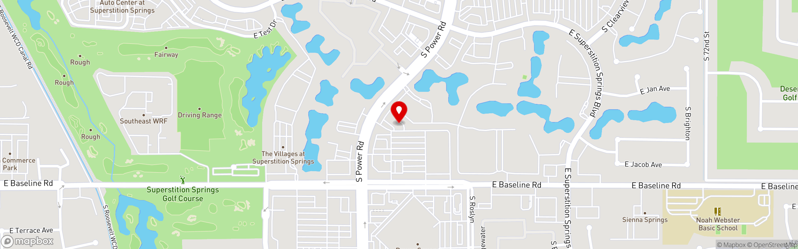 Street map pinning ThanksABrunch in Mesa, AZ