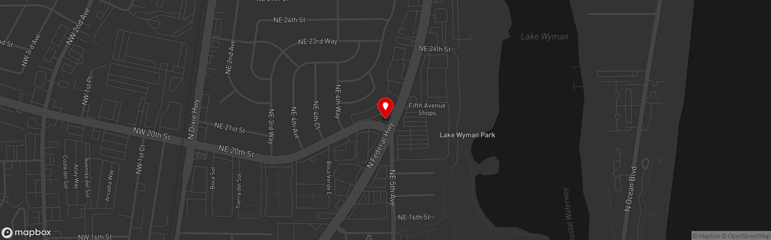 Street map pinning Cannoli Kitchen Pizza in East Boca Raton