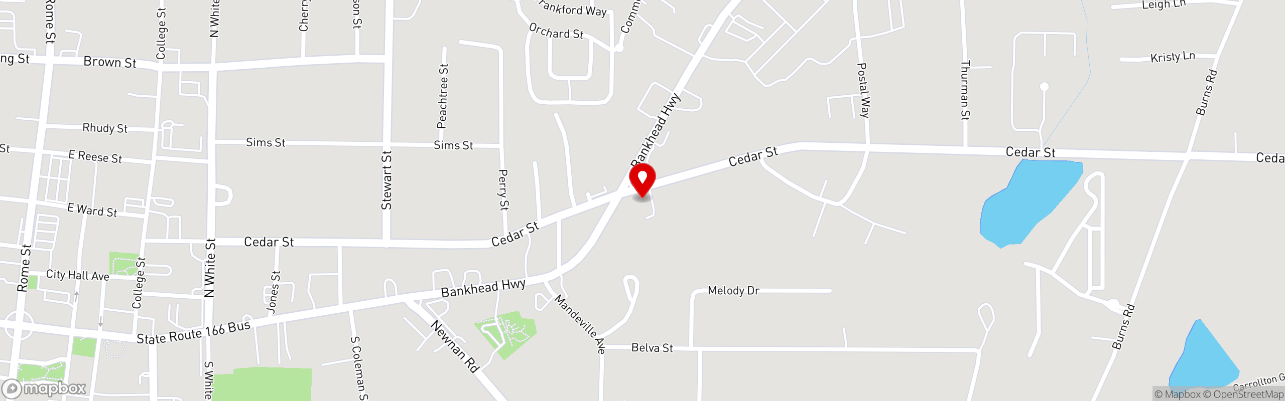 Street map pinning Little Hawaiian in Carrollton, GA