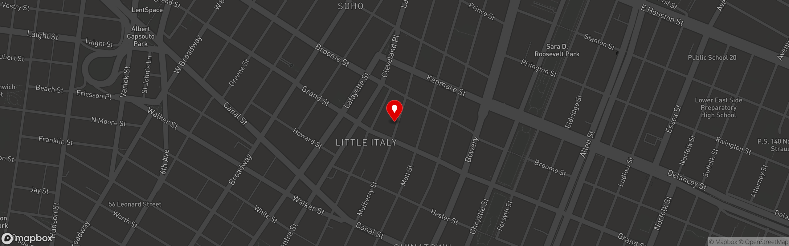 Street map pinning Amici Ristorante in Amici Ristorante - Little Italy
