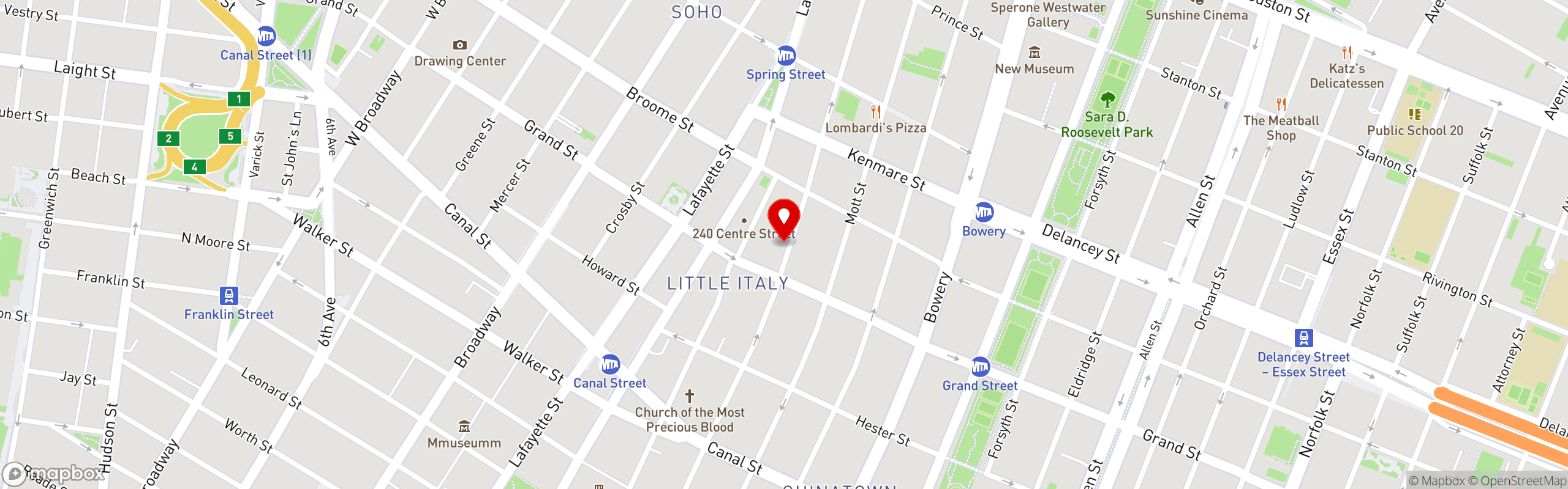 Street map pinning Amici Ristorante in Amici Ristorante - Little Italy