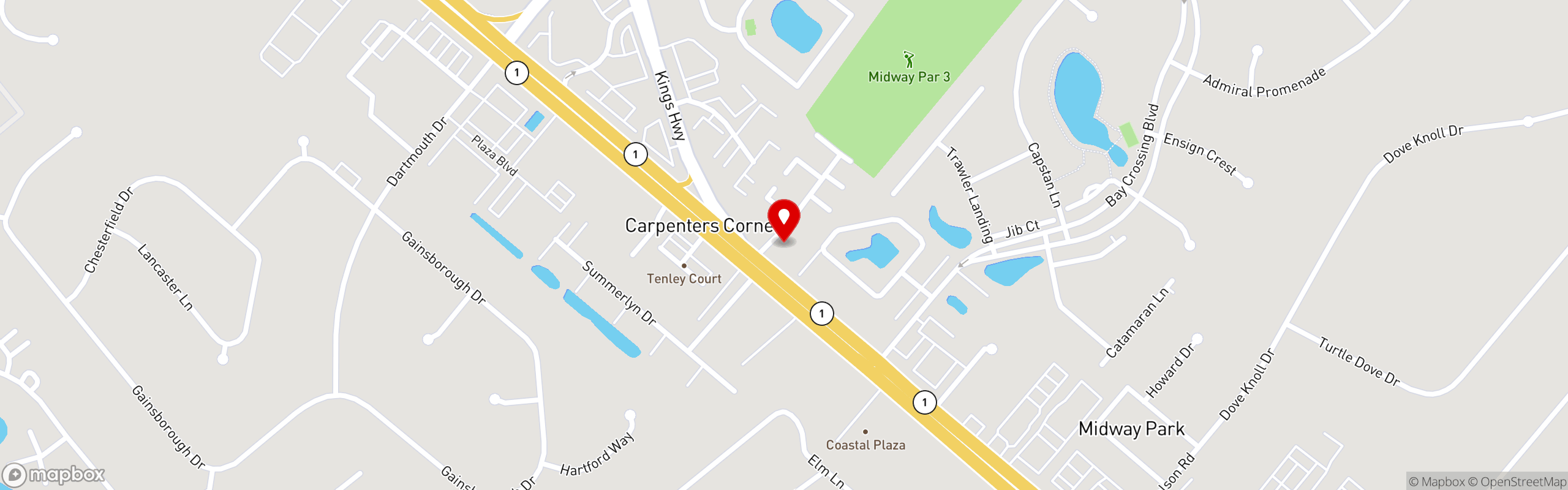 Street map pinning Bushels Sports Bar & Grille in Lewes, DE