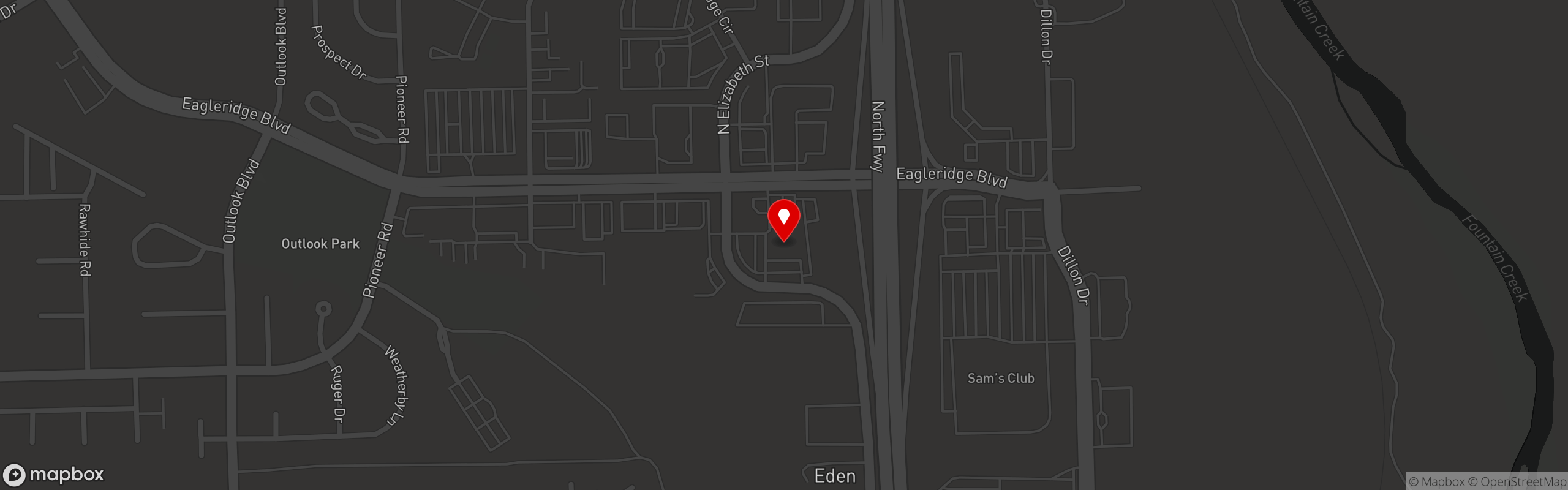 Street map pinning Cactus Flower Mexican Restaurant in Pueblo