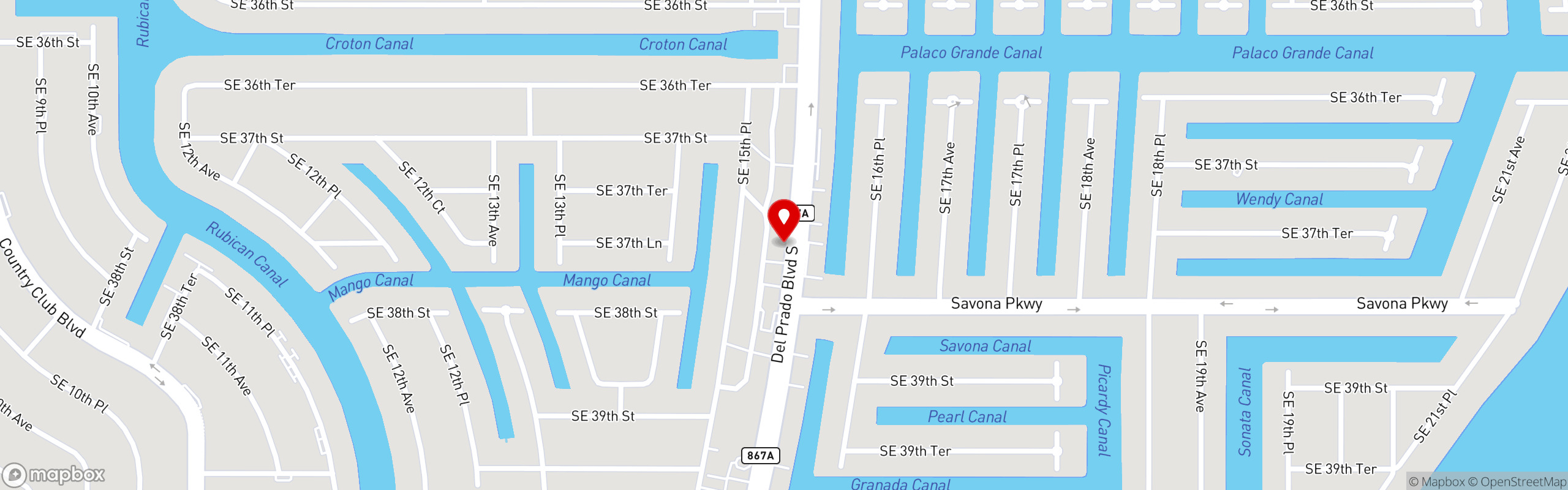 Street map pinning Mexico Lindo Restaurant in Mexico Lindo Restaurant