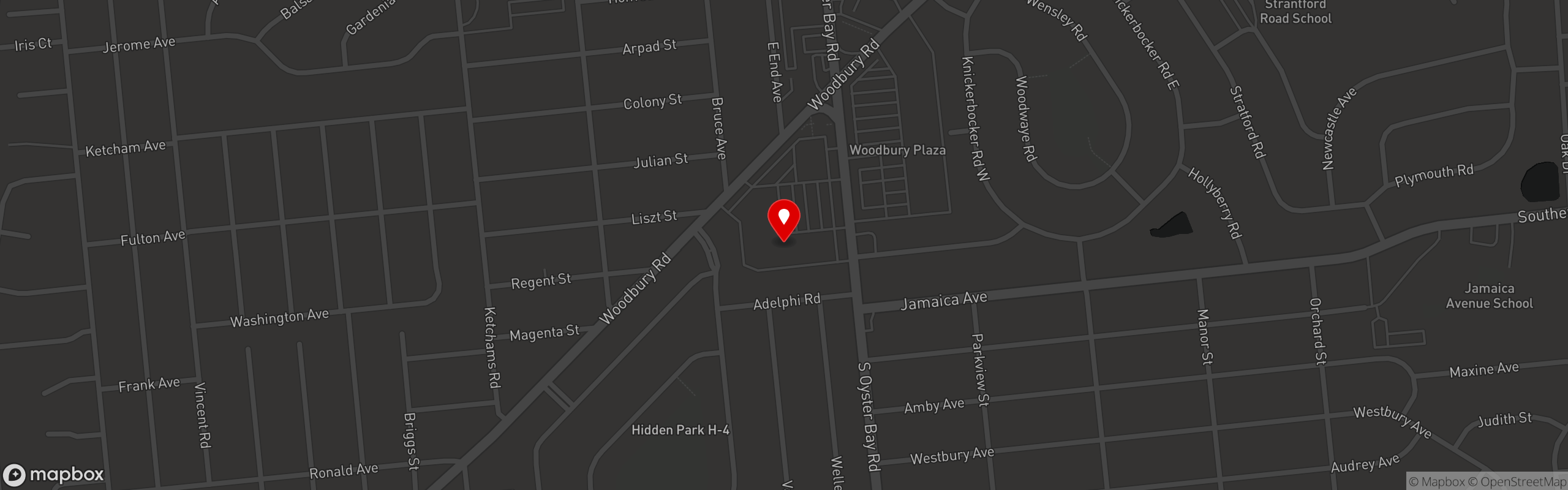 Street map pinning Bagel Boss Hicksville in Bagel Boss Hicksville