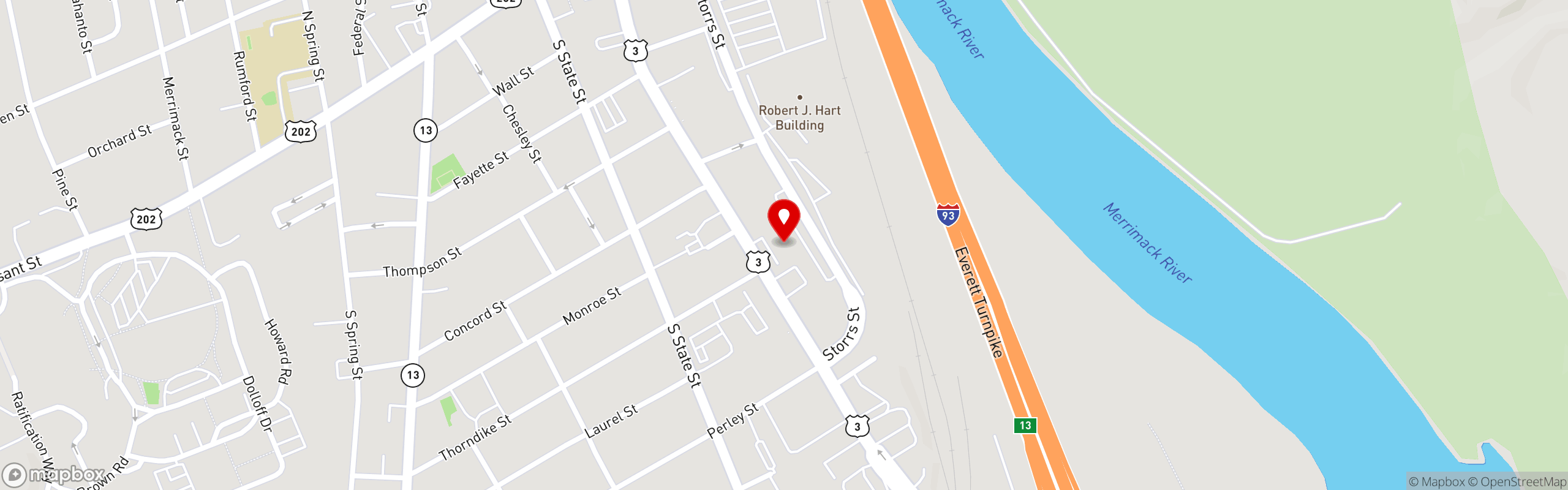 Street map pinning Moe's Italian Sandwiches in Concord