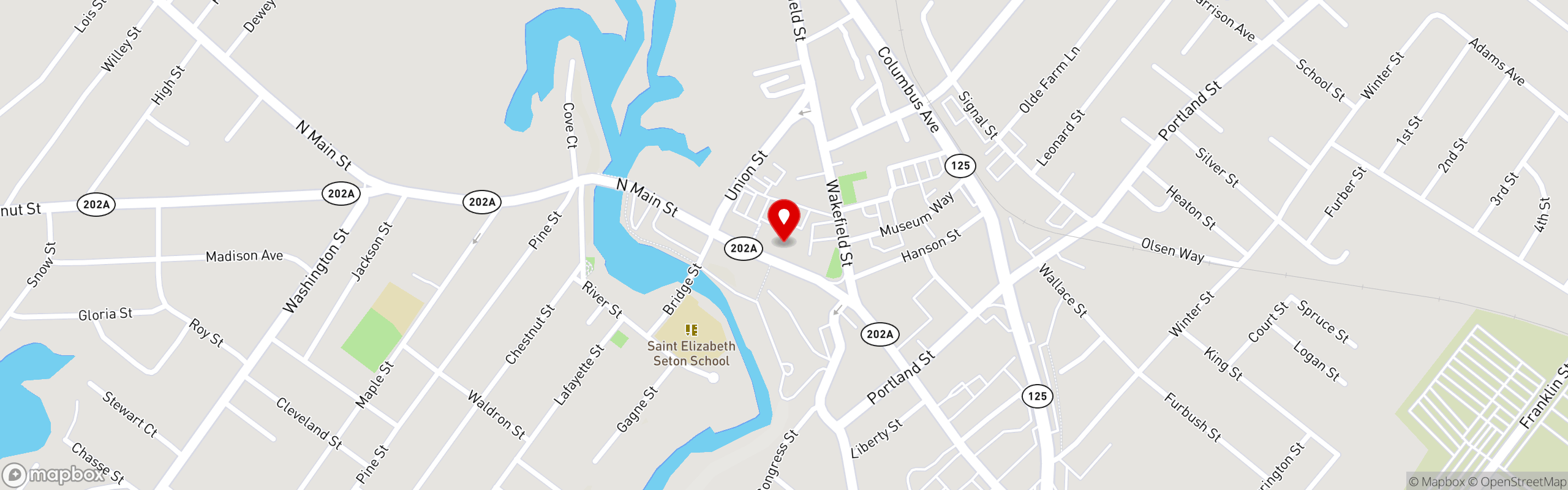 Street map pinning Moe's Italian Sandwiches in Rochester