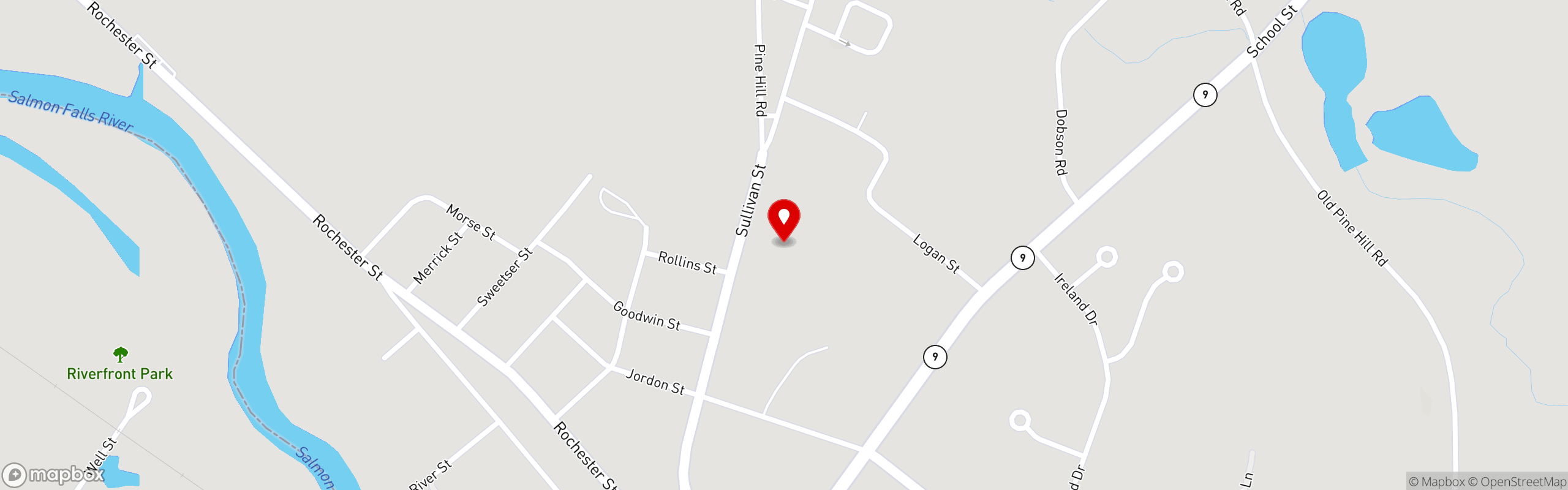 Street map pinning Moe's Italian Sandwiches in Berwick / Somersworth