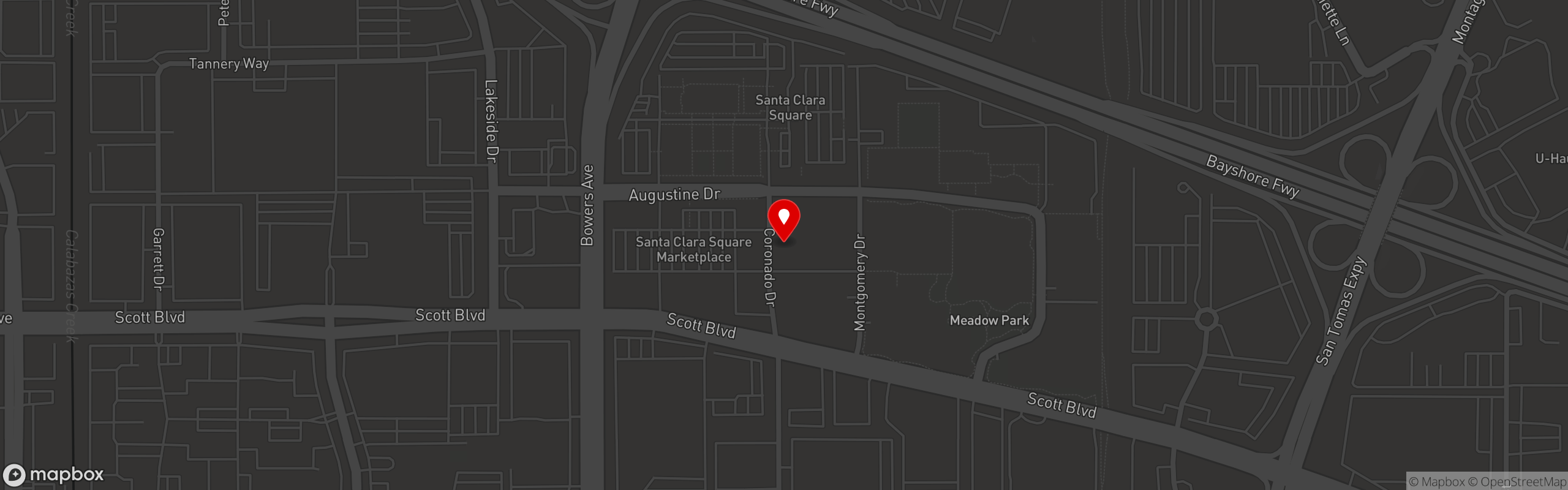 Street map pinning Jaks Authentic Indian & Modern Vibe in Santa Clara Square