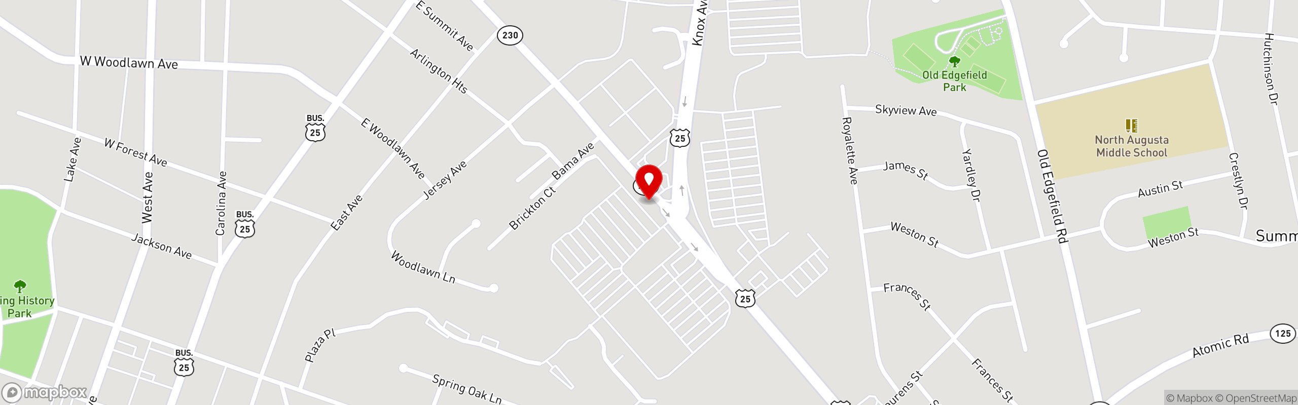 Street map pinning Top Crab Seafood and Bar in North Augusta