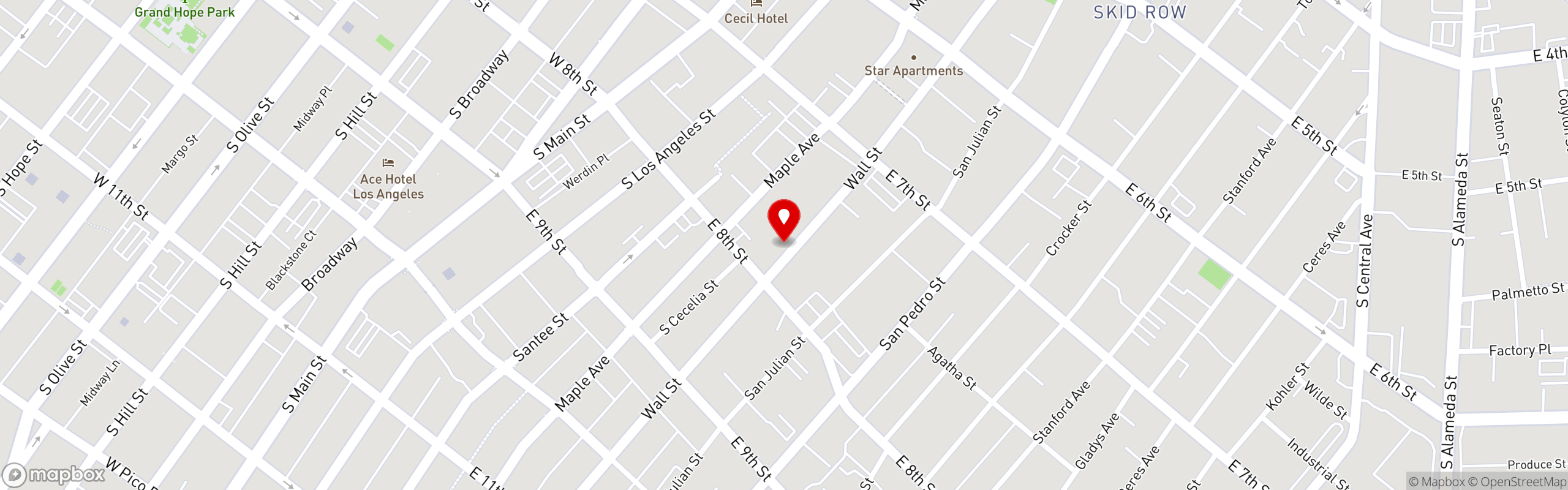 Street map pinning Poppy + Rose in Los Angeles