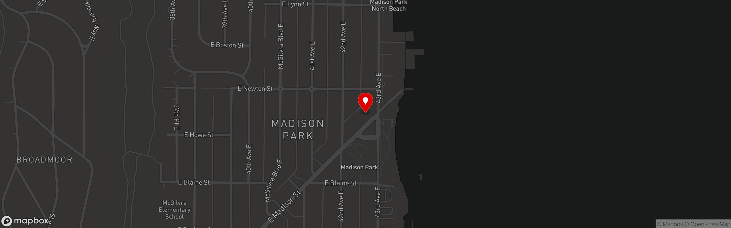 Street map pinning The Attic Madison Park in Madison Park