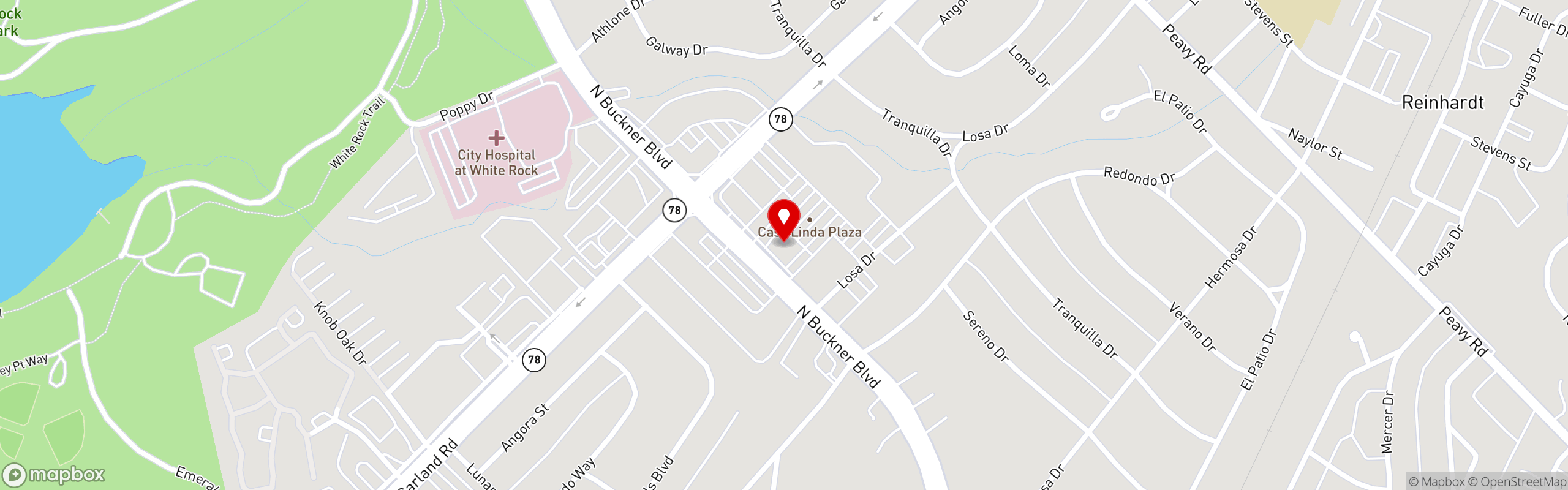 Street map pinning El Fenix Mexican Restaurant in Dallas Casa Linda