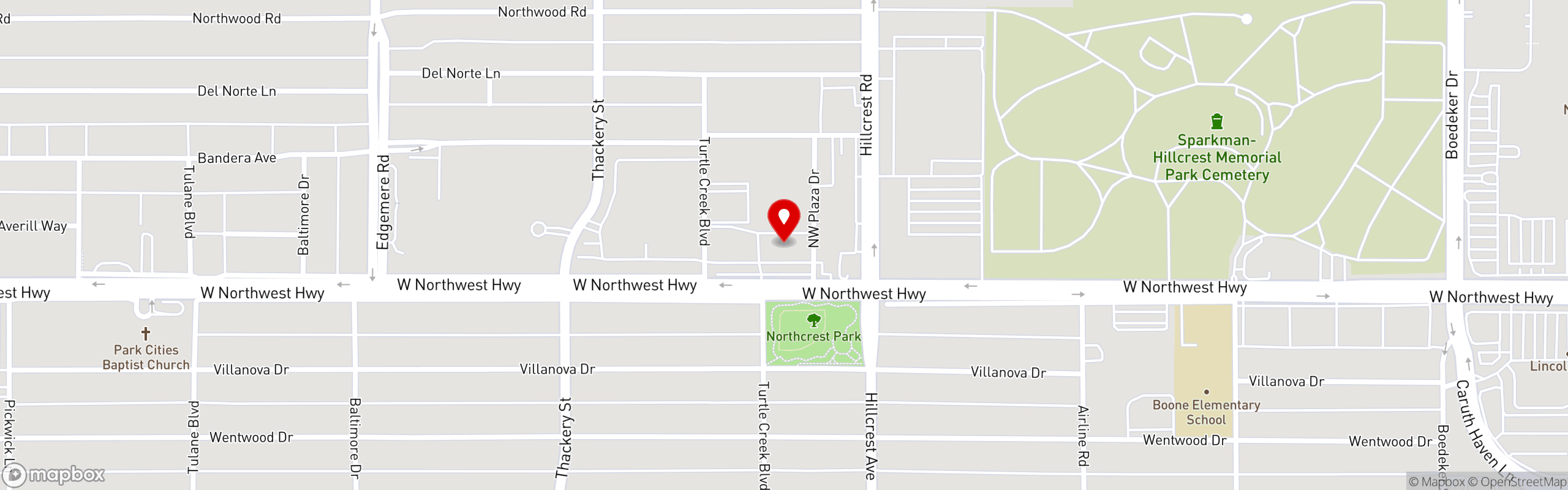Street map pinning El Fenix Mexican Restaurant in Dallas Northwest Highway