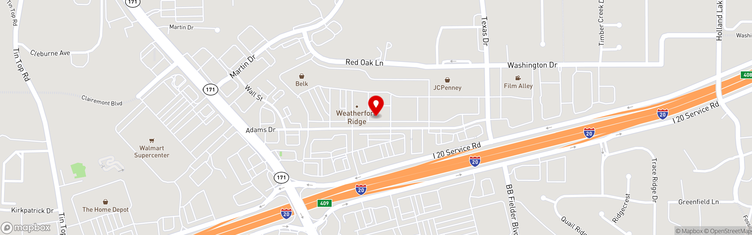 Street map pinning El Fenix Mexican Restaurant in Weatherford