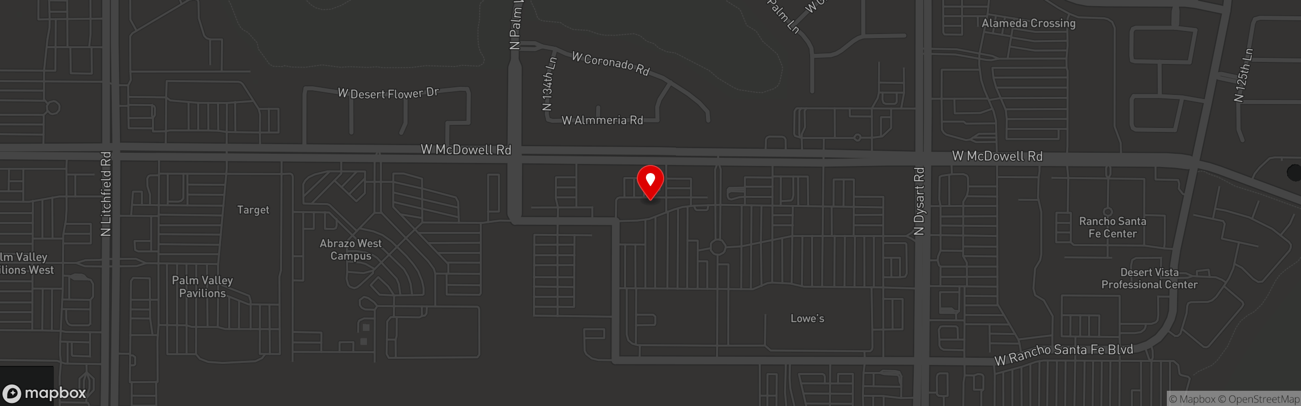 Street map pinning Booty's Wings Burgers & Beer in Goodyear