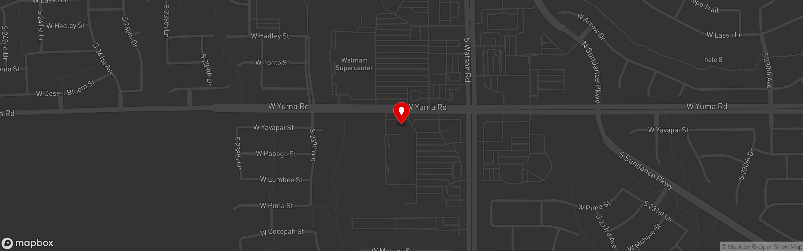 Street map pinning Booty's Wings Burgers & Beer in Buckeye