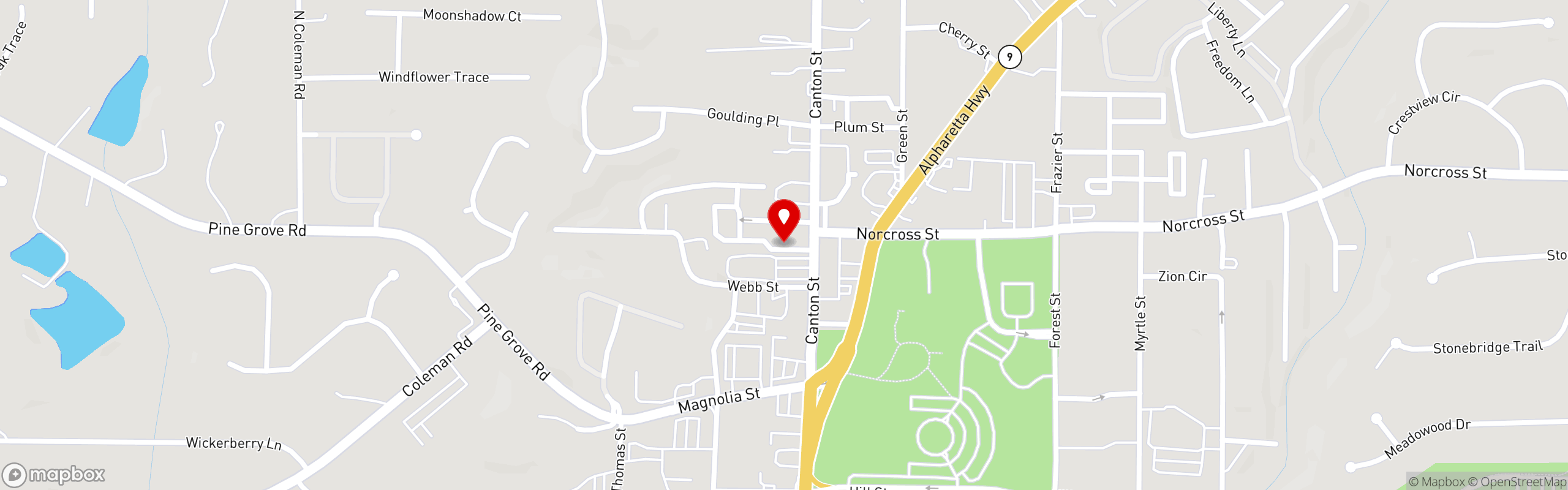 Street map pinning Ipp's Pastaria & Bar in Roswell