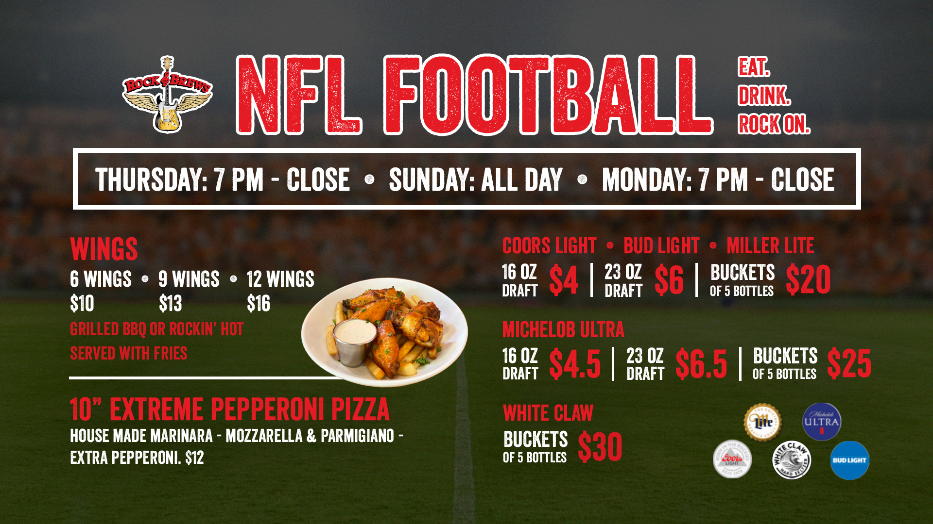 NFL Football Specials - American Food & Live Music Restaurant