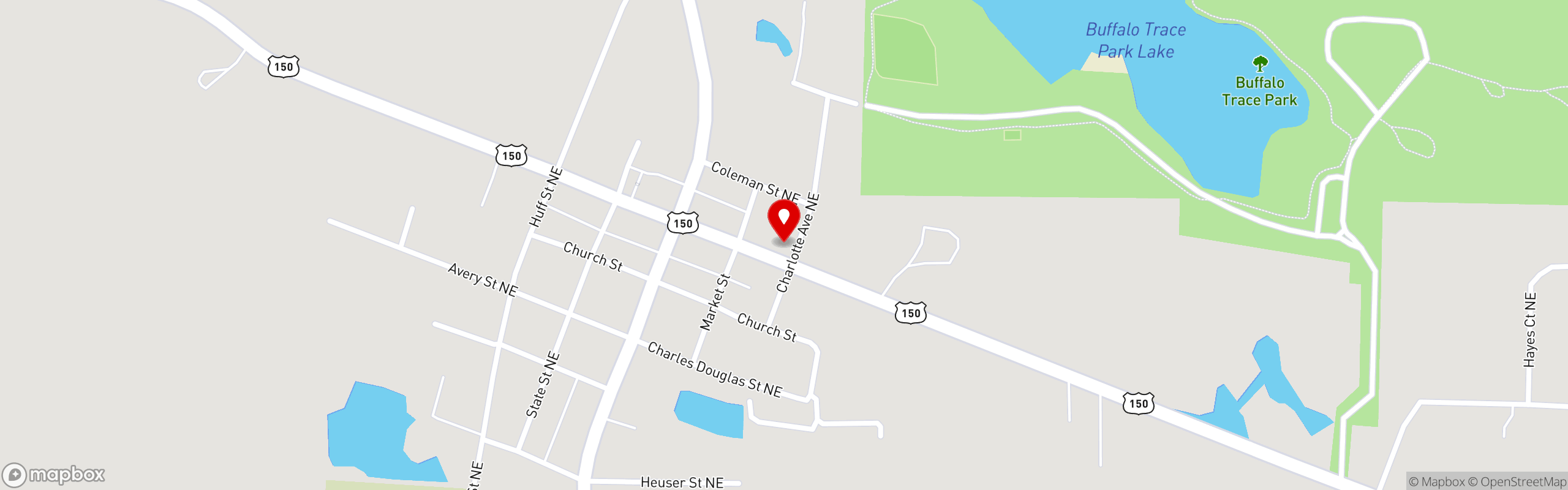 Street map pinning Red Barn Diner in Red Barn Diner