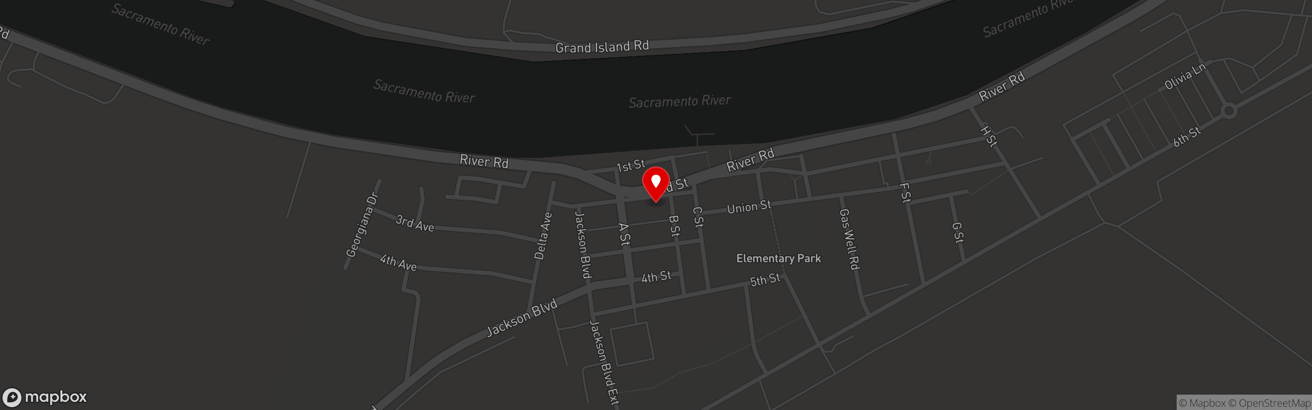 Street map pinning Manny's Barzzeria in Isleton
