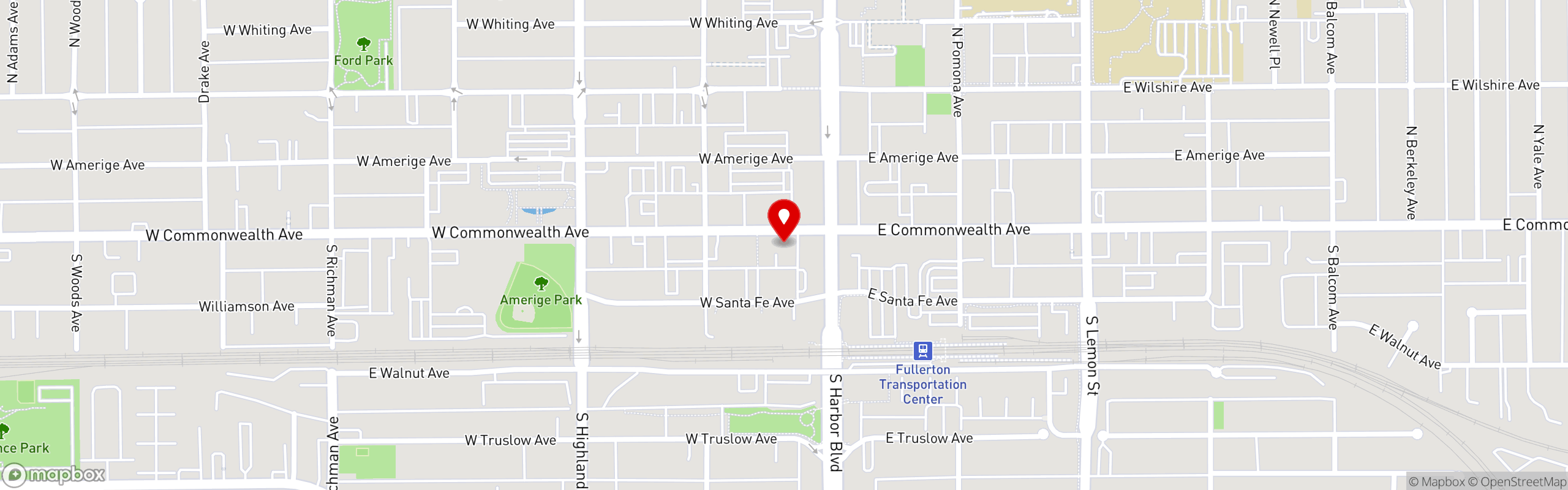 Street map pinning Roscoe's - Fullerton in Fullerton
