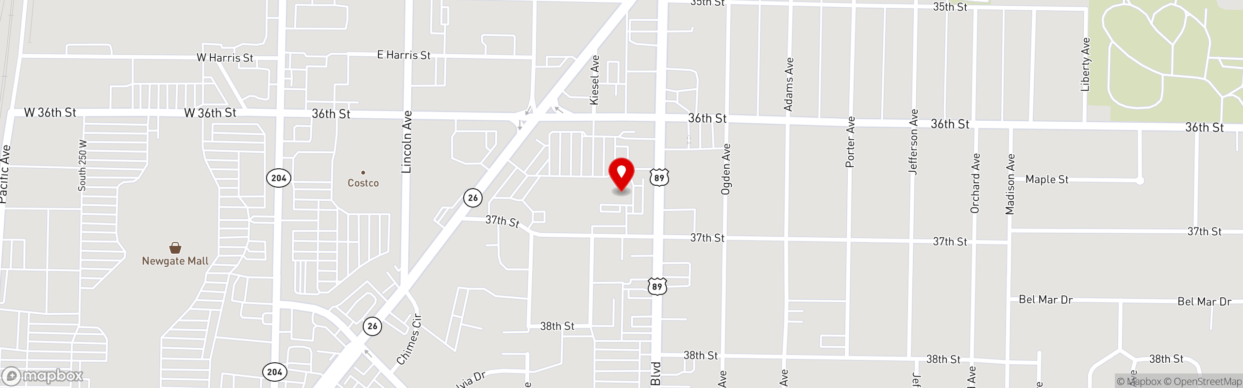 Street map pinning Chuck-A-Rama | All-You-Can-Enjoy Buffet in Utah & Idaho in Ogden