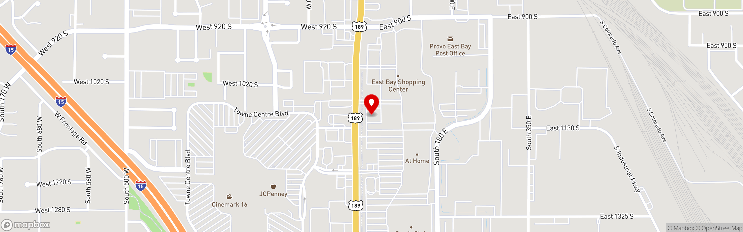 Street map pinning Chuck-A-Rama in Provo