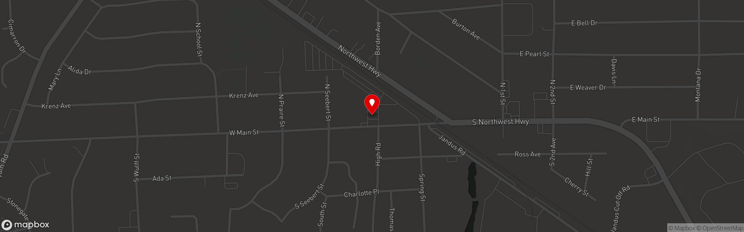 Street map pinning Cary Ale House in Cary Ale House