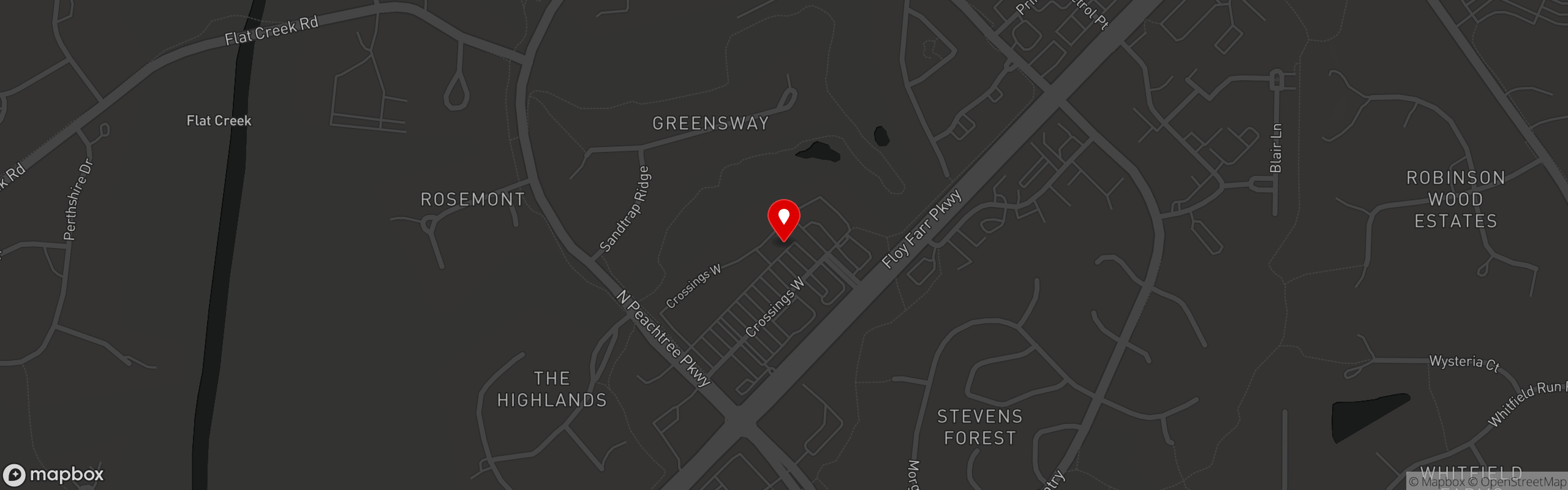 Street map pinning Georgia Shrimp Co in Peachtree City