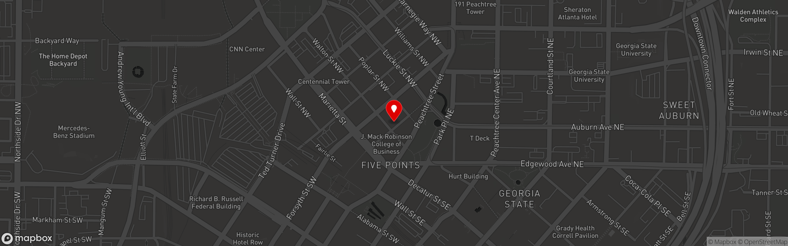 Street map pinning Taqueria on Broad in Atlanta, GA