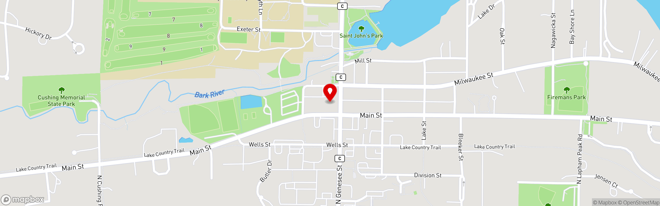 Street map pinning Voodoo Brewing Company in Delafield