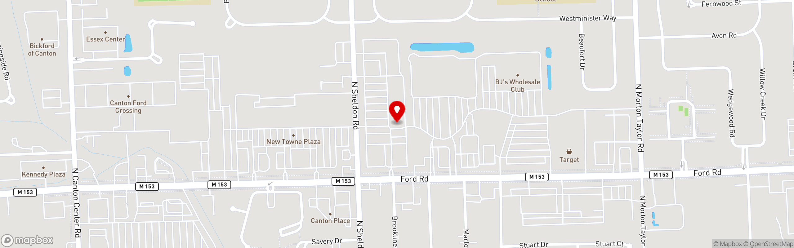 Street map pinning Voodoo Brewing Company in Canton, MI